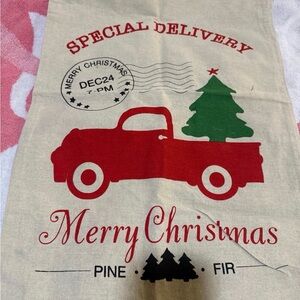 Christmas Sack with Red Truck and Green Tree